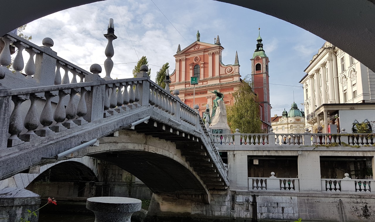 Ljubljana — white and brown concrete bridge